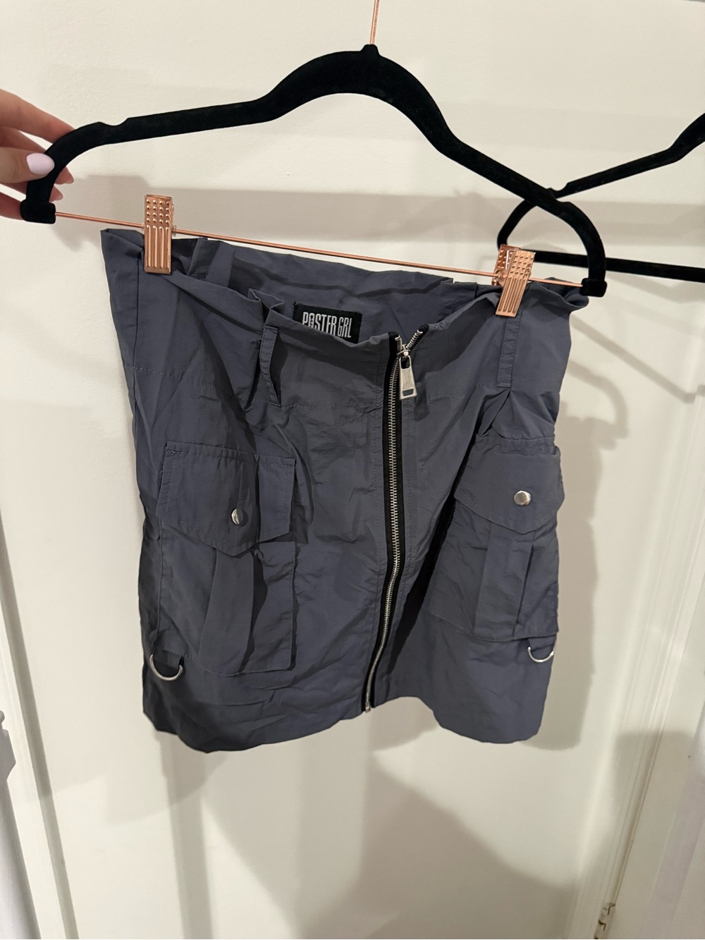 POSTER GIRL Charcoal Gray Utility Mini Skirt